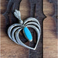 Vintage Sterling Silver Heart Pendant With Turquoise Southwestern Style
