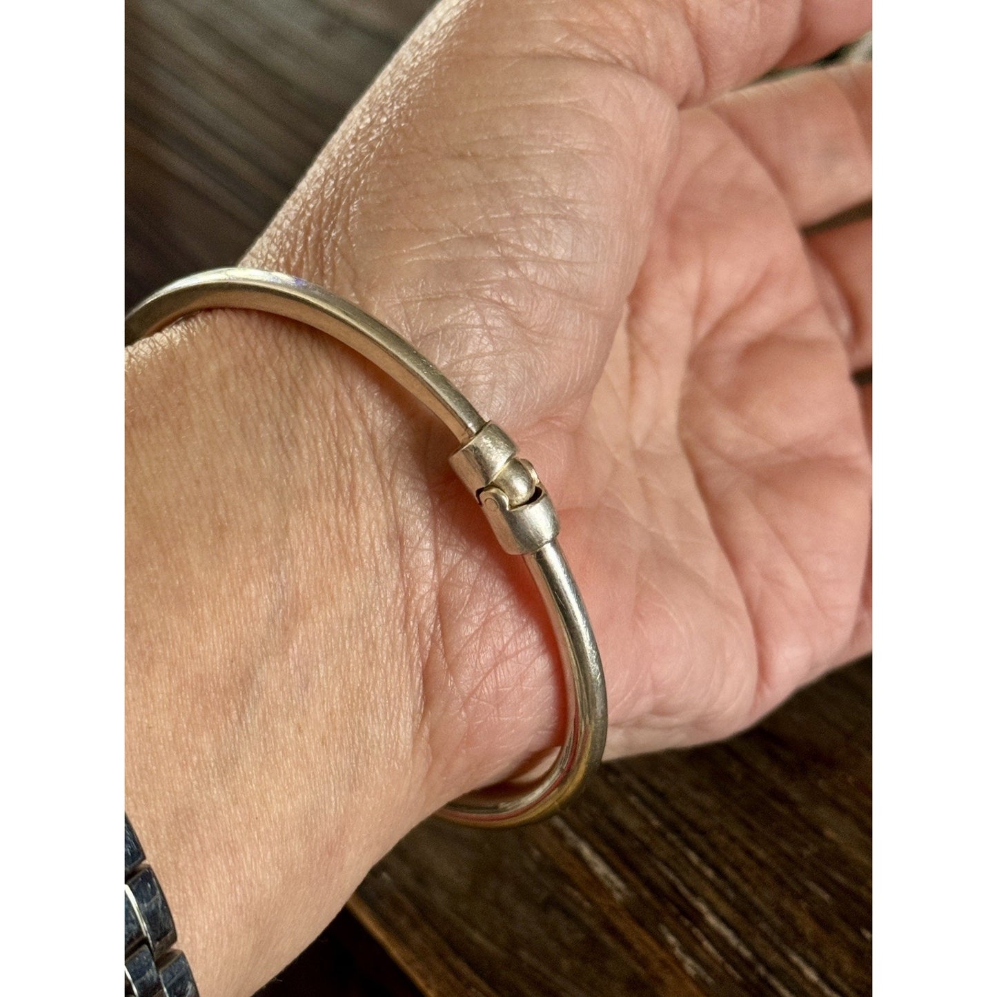 Vintage Sterling Sterling 925 Crossover Hinged Bangle Bracelet