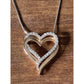 Sterling Silver Two-Tone ~1/5CTW Diamond Double Open Heart Pendant Necklace 18”