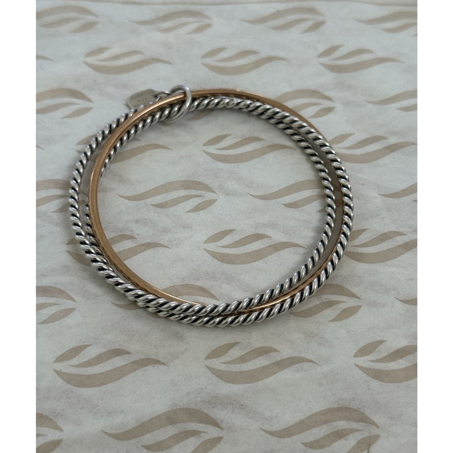 Pre Owned James Avery Retired Bronze & Sterling Silver Twist Bangle Bracelets