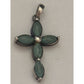 Vintage Native American Southwest Sterling Silver Petite Turquoise Cross Pendant