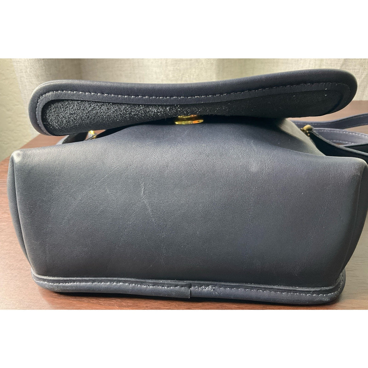 Vintage COACH Navy Blue Leaher Companion Crossbody Shoulder Bag Purse