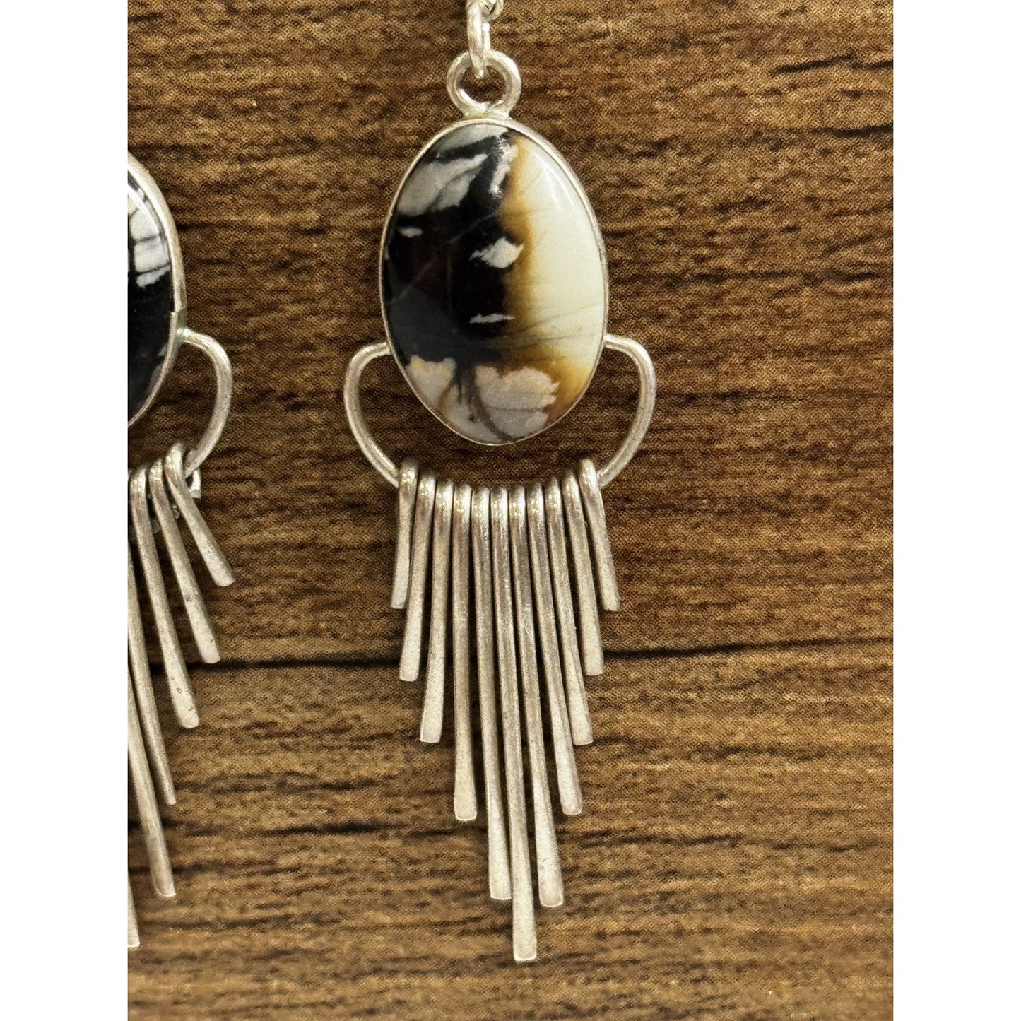 Vintage Sterling Silver Wild Horse Fringe Dangle Earrings Signed 97