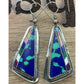 Southwest Sterling Silver Colorful Inlay Triangle Earrings