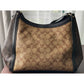 COACH KRISTY Shoulder Bag In Color Block Signature Canvas Khaki And Dark Brown