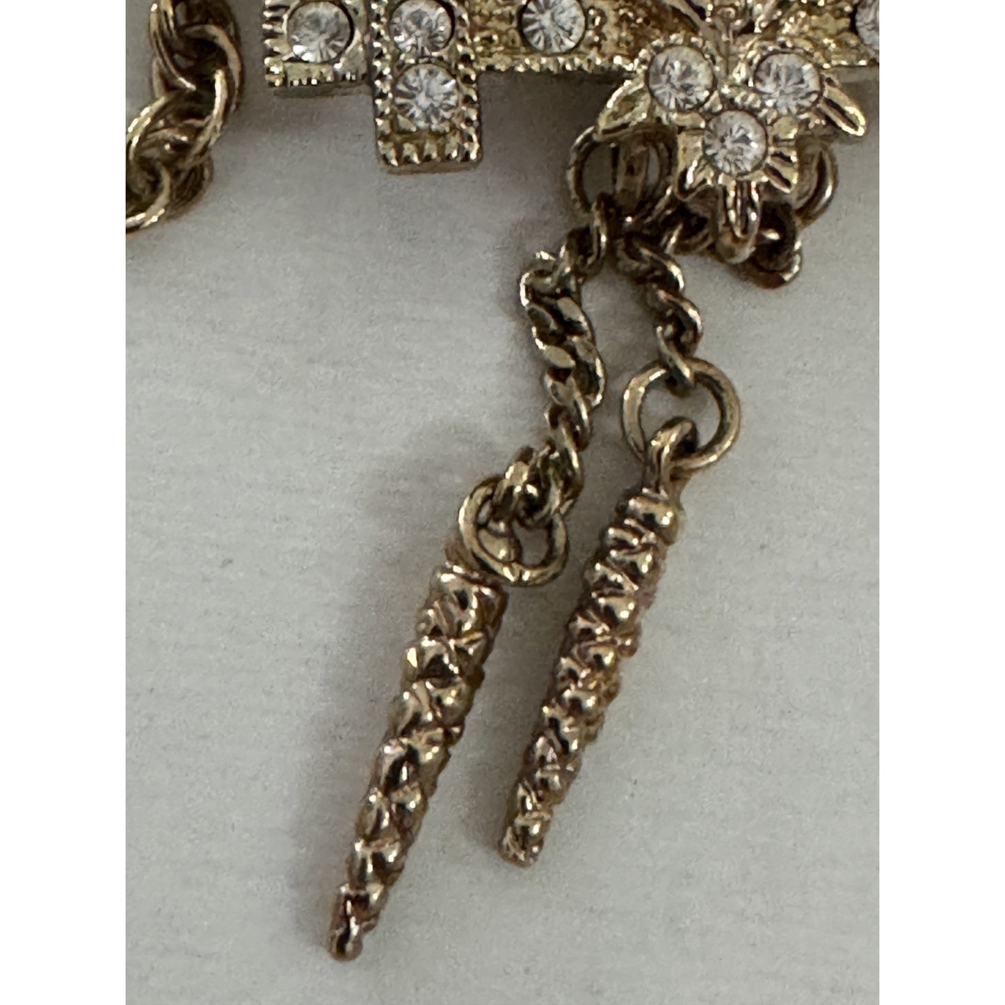 Vintage Lind 14KGE Rhinestone Cuckoo Clock Quartz Watch Brooch Pendant