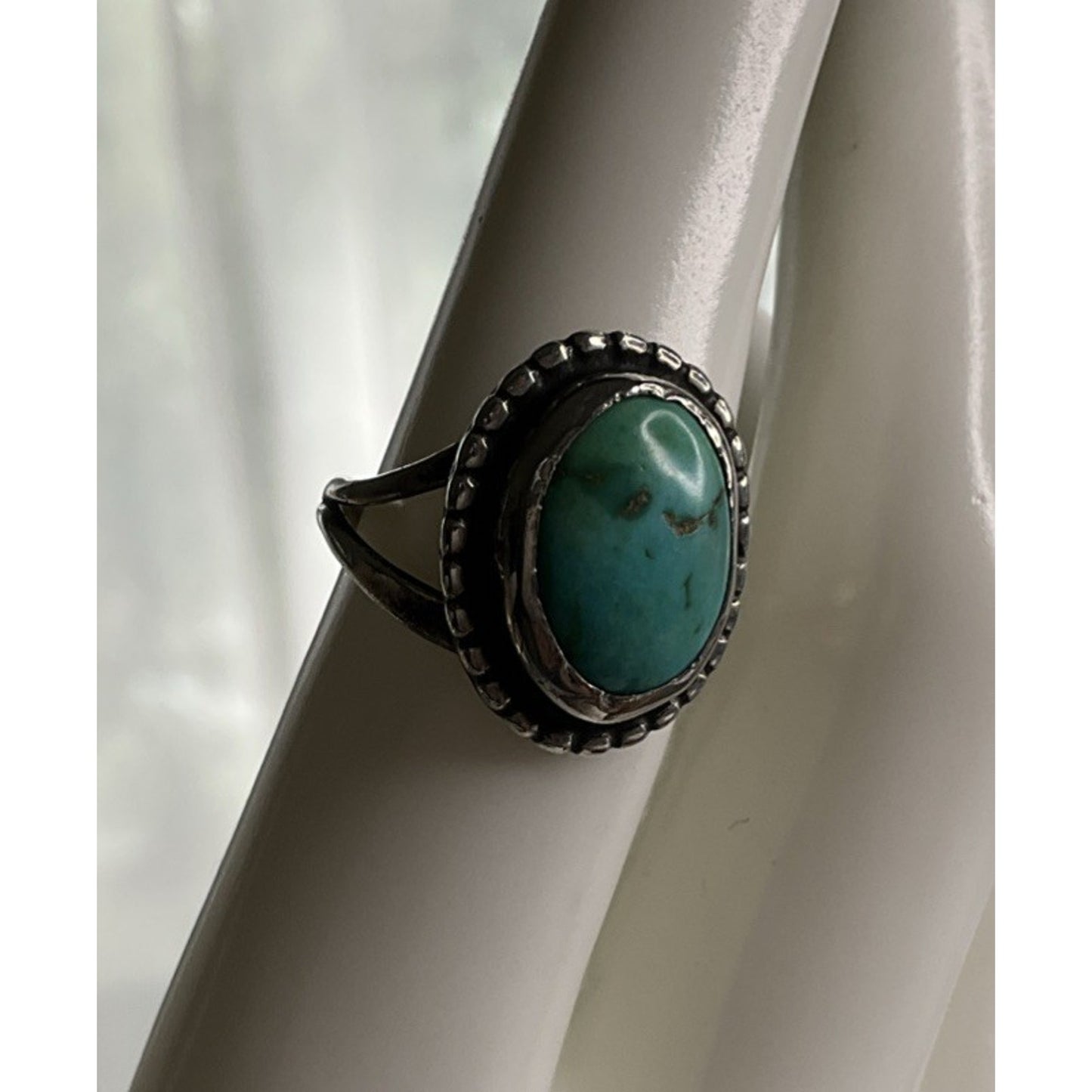 Vintage Sterling Silver Turquoise Ring Sz 7 Navajo Style