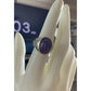 Sterling Silver Purple Cabachon Stone Ring 925 Size 7.5 Oval Statement Rings
