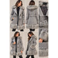 Bebe Women’s XS Gray Faux Fur Trim Long Coat Belted Statement Winter Jacket