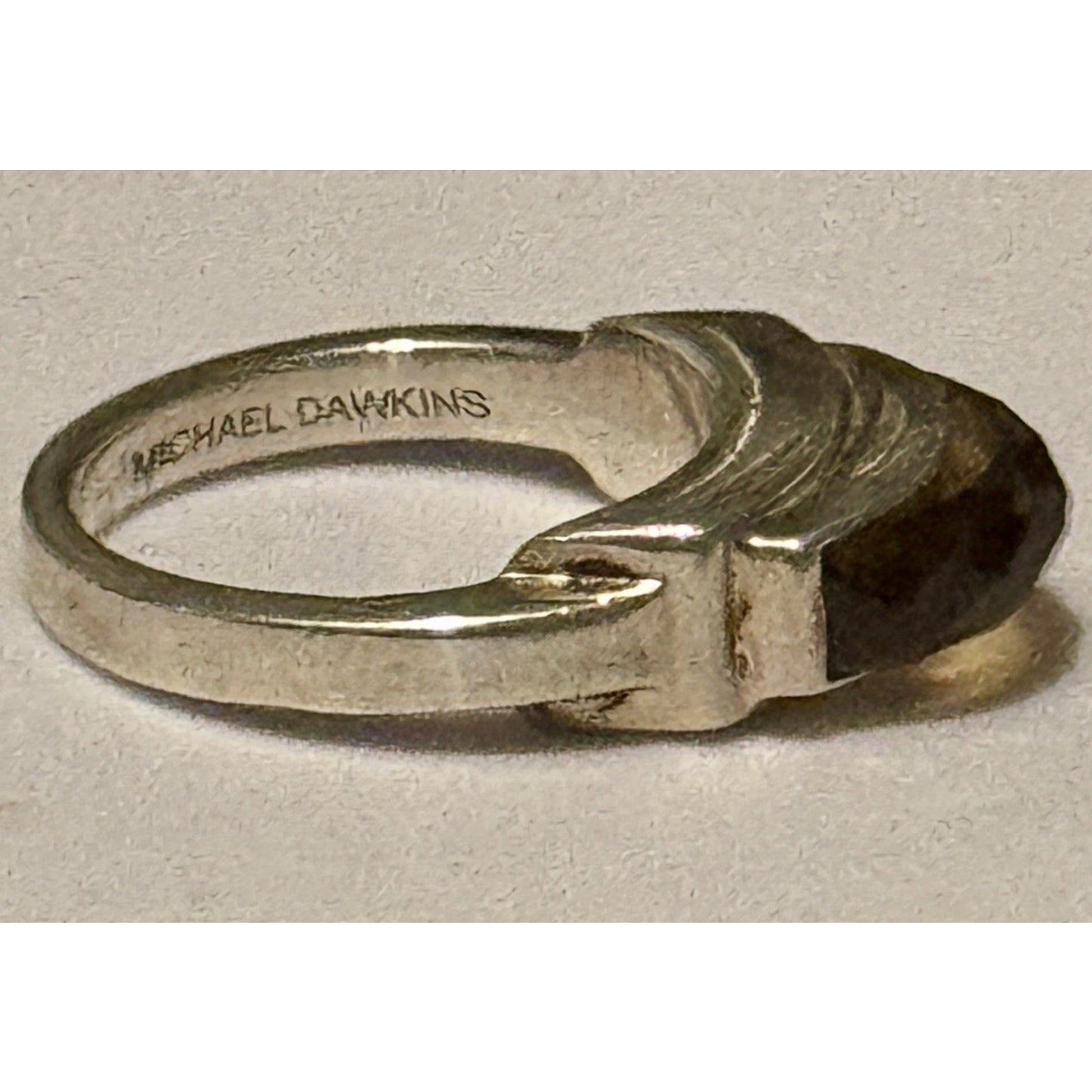 Vintage Michael Dawkins Sterling Silver Smoky Quartz Ring Size 7.5 Thailand 6g