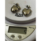 Vintage Sterling Silver 925 Bow Puffy Heart Dangle Earrings 1980s - 1990s