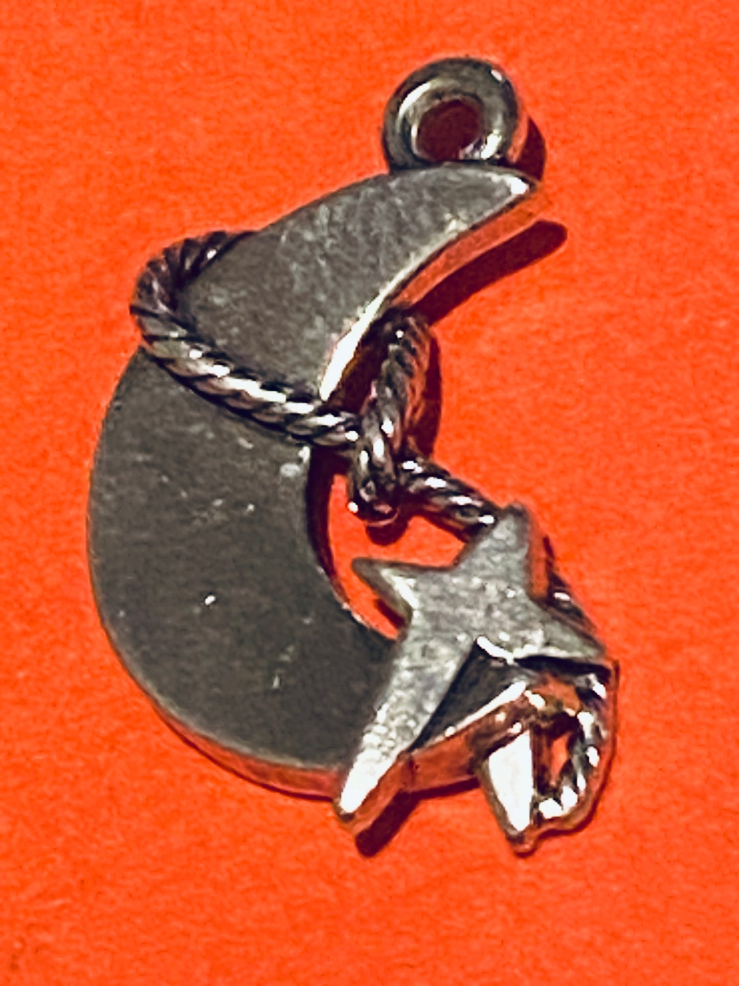 Preowned James Avery Retired Rare Silver Lasso Rope The Moon and Stars Charm