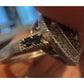 Vintage Sterling Silver Black and White Moissanite Heart Cluster Ring Size 7.5