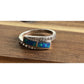 Sterling Silver Blue Opal Inlay Ring Size 6 CZ Accent Wrap Ring