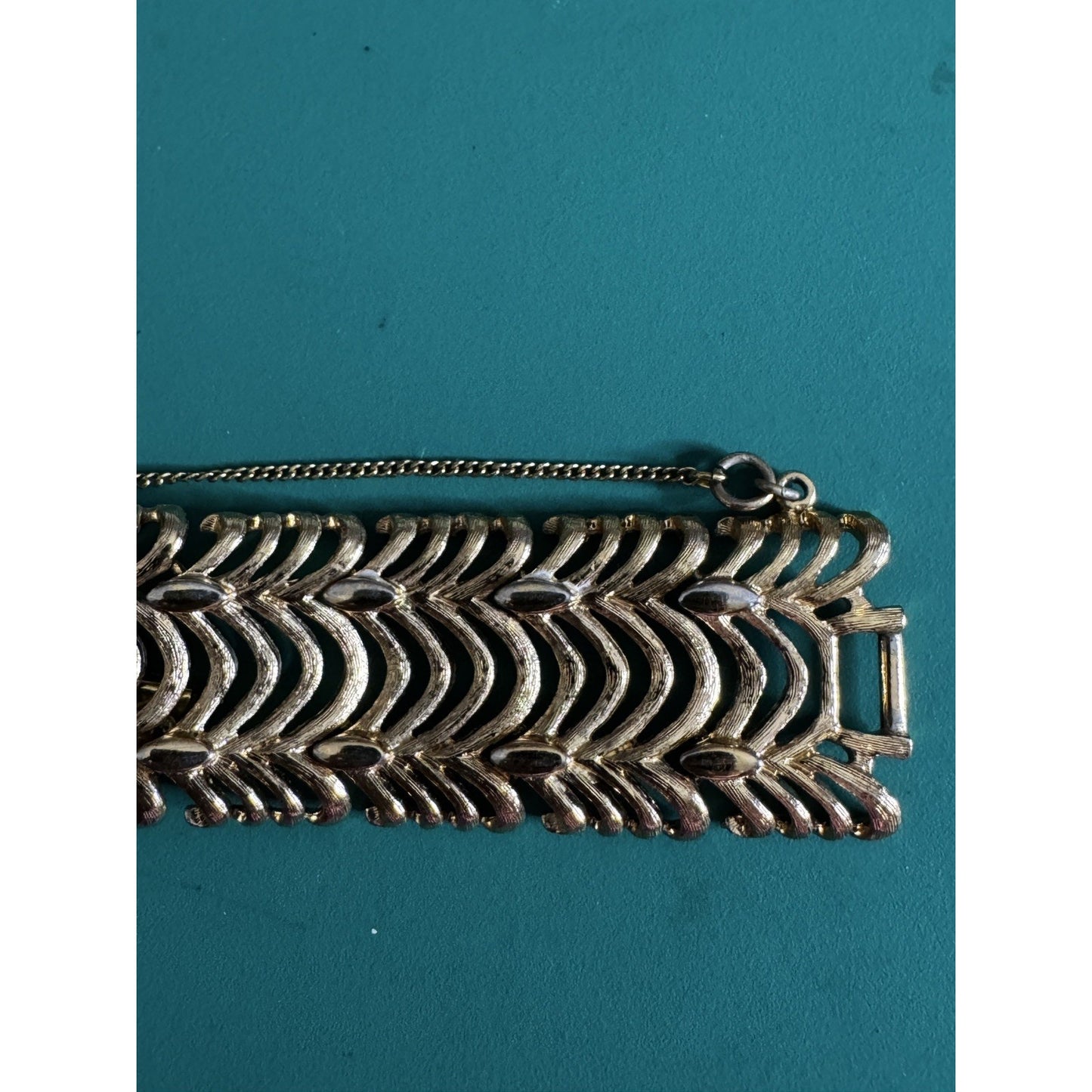 Monet Golden Weave Bracelet Gold Plated Filigree 1960s Vintage Jewelry Signed