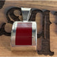 Heavy Sterling Silver Red Stone Pendant 925 Modern Rectangular Statement