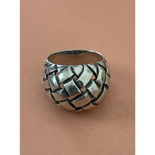 James Avery Retired Silver Basket Weave Dome Ring Size 8 Pre-Owned