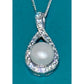 Genuine 10mm Pearl CZ Teardrop Necklace RJ 925 Sterling Silver 17”