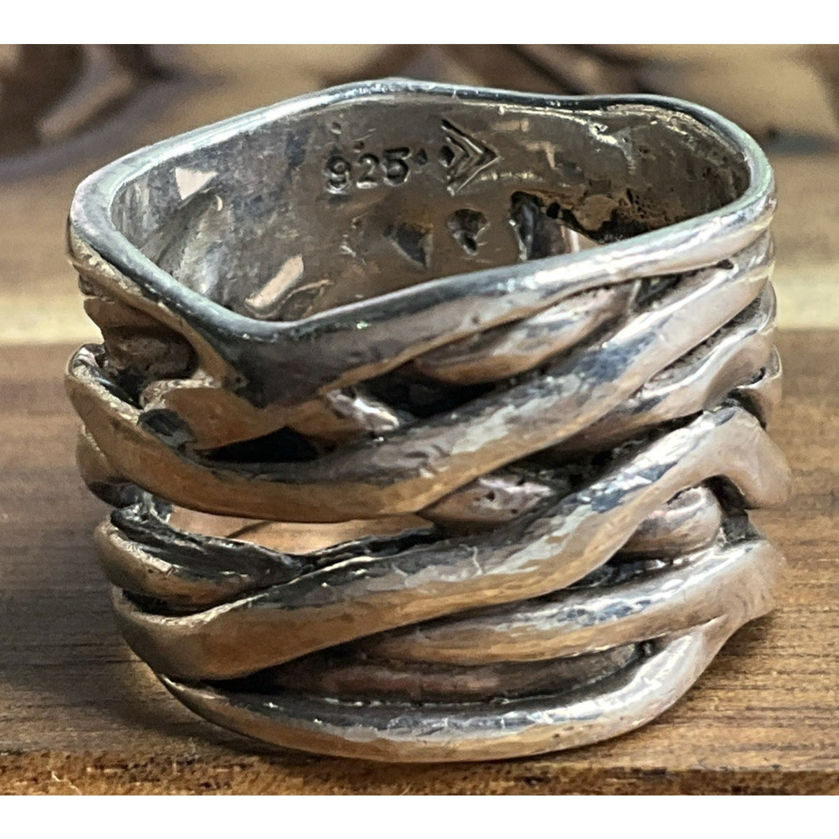 Retired Silpada Mermaid White Coin Pearl Sterling Silver Woven Band Ring Size 7