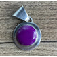 Sterling Silver Purple Cabochon Pendant 925 Round Bezel Statement Charm