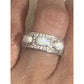 Signed SUN 925 Sterling Silver 3 Stone Oval Opal Ring Pave Size 6.5 Wide Band