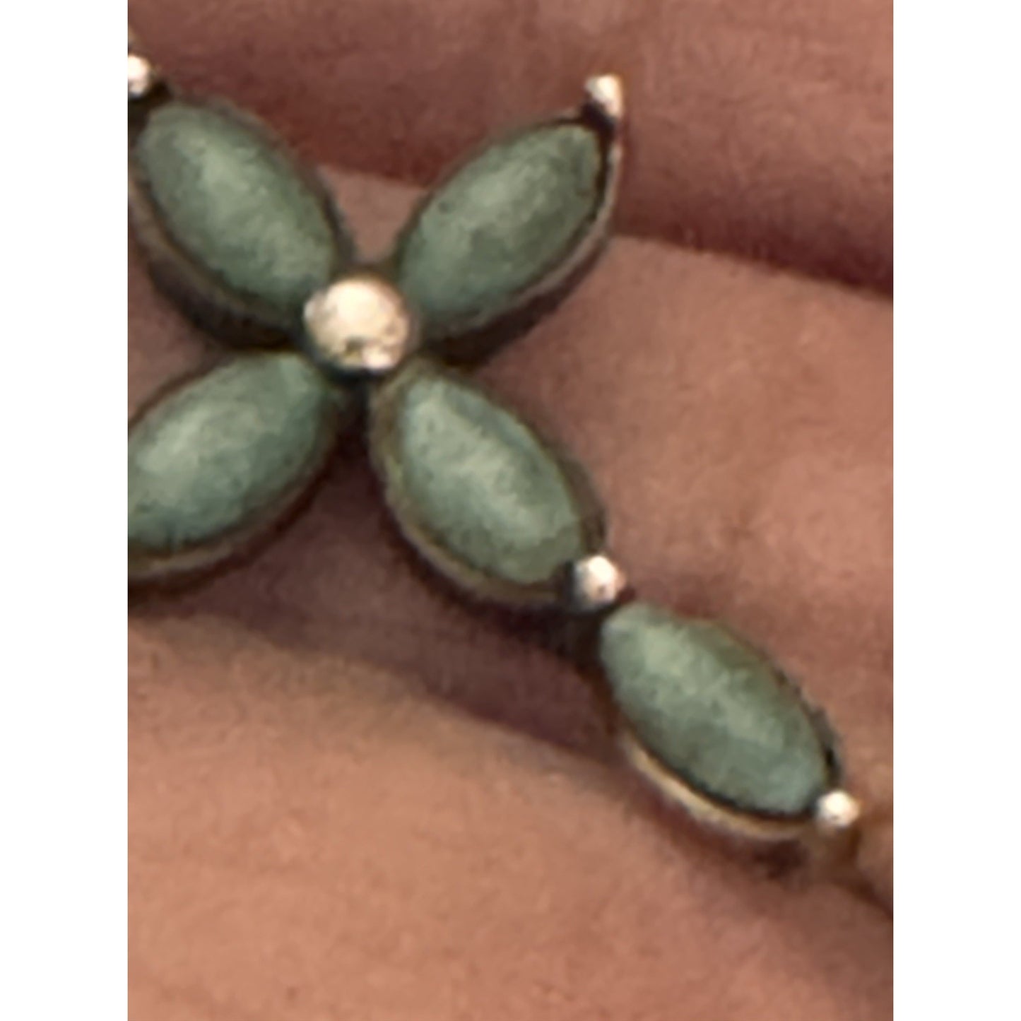Vintage Native American Southwest Sterling Silver Petite Turquoise Cross Pendant