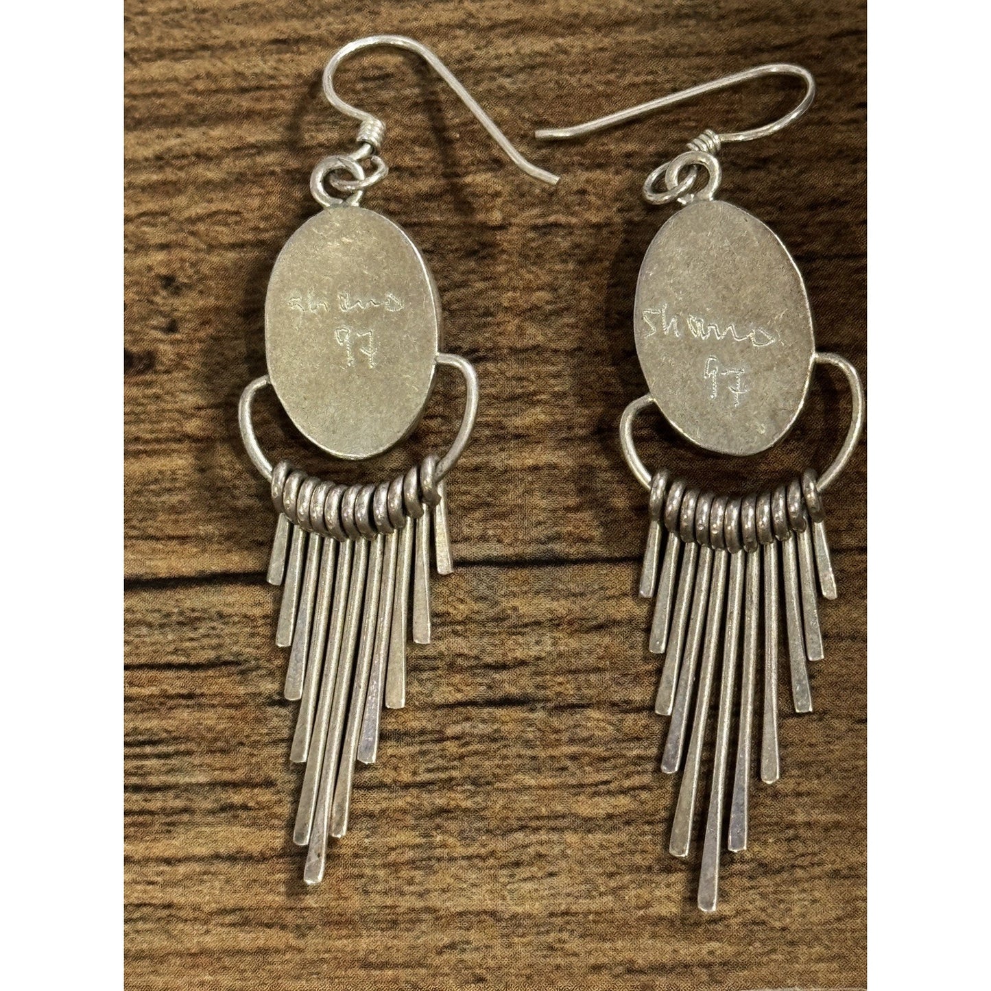 Vintage Sterling Silver Wild Horse Fringe Dangle Earrings Signed 97