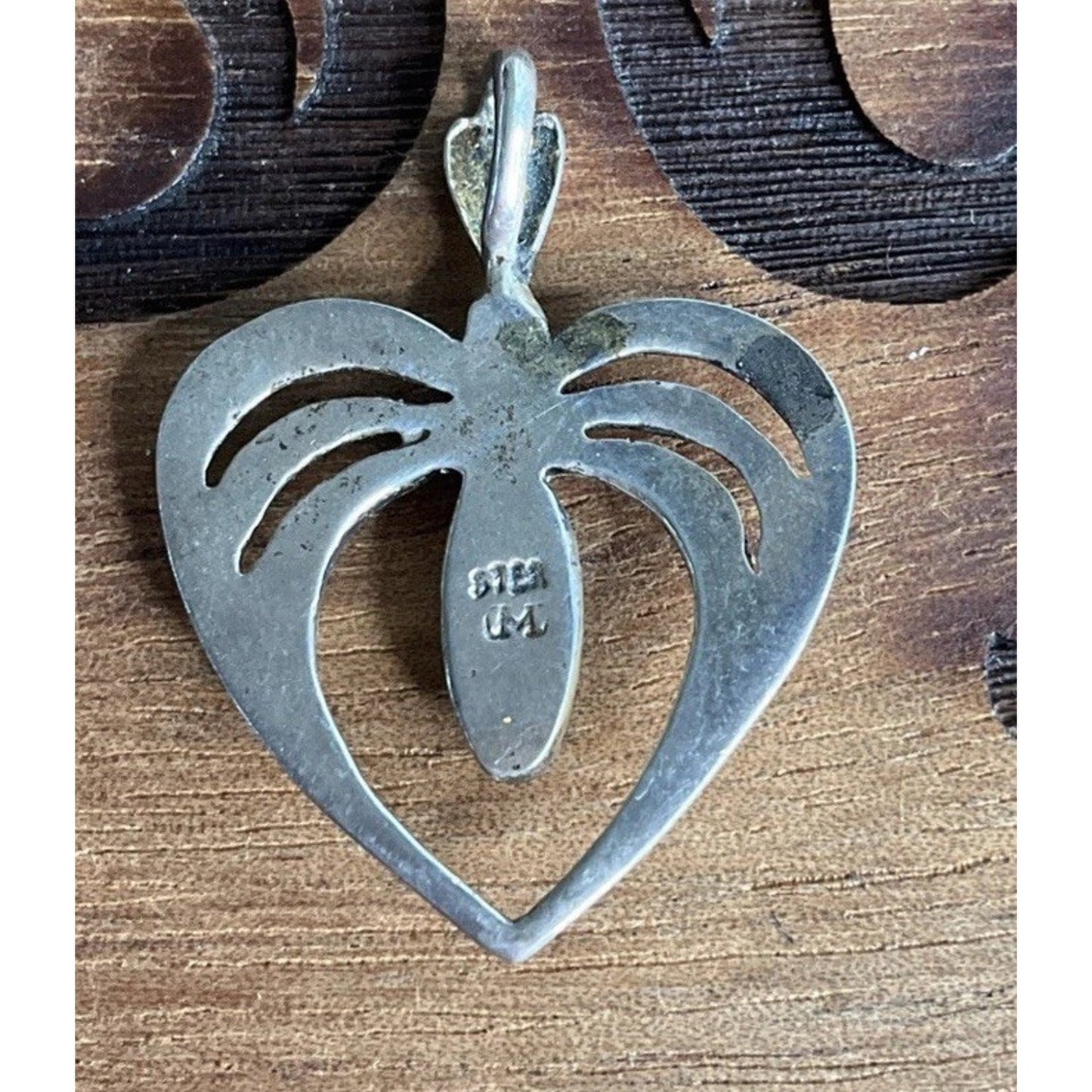 Vintage Sterling Silver Heart Pendant With Turquoise Southwestern Style