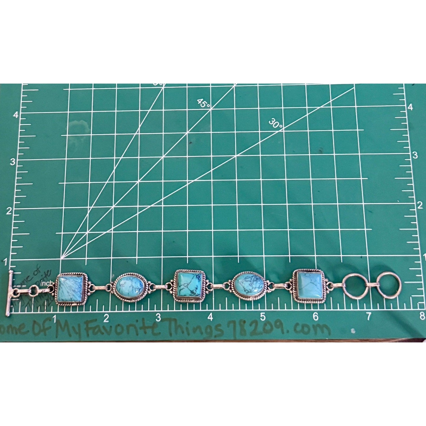 Vintage 925 Sterling Turquoise Bracelet 22.7g Adjustable Toggle Southwest Style