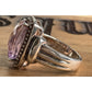 Vintage Sterling Silver Pink Lavender Quartz Cocktail Ring Statement Size 10