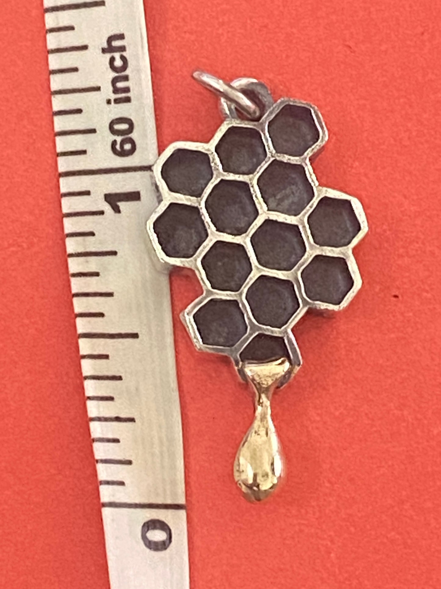 Preowned James Avery Retired Silver and 14k Gold Honeycomb Charm