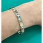 Vintage Abalone Shell Mosaic Inlay Silver Tone Cuff Bracelet 15g Adjustable