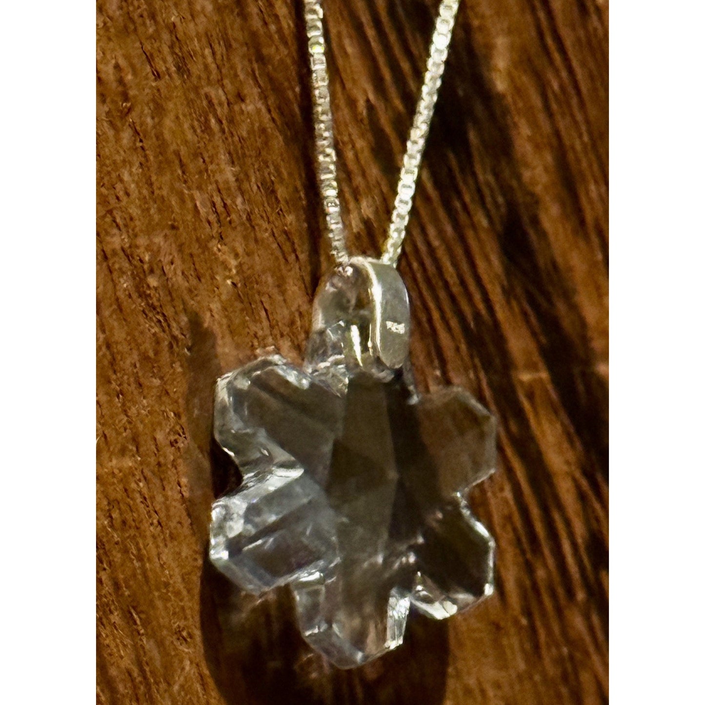 Vintage Sterling Silver Swarovski Crystal Snowflake Pendant Necklace 18”