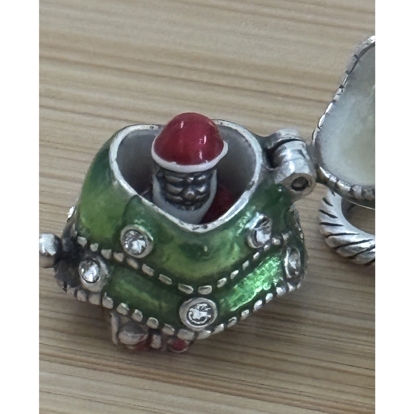 Brand New Brighton Enameled Merry Christmas Tree Opens Up Santa Charm Or Pendant