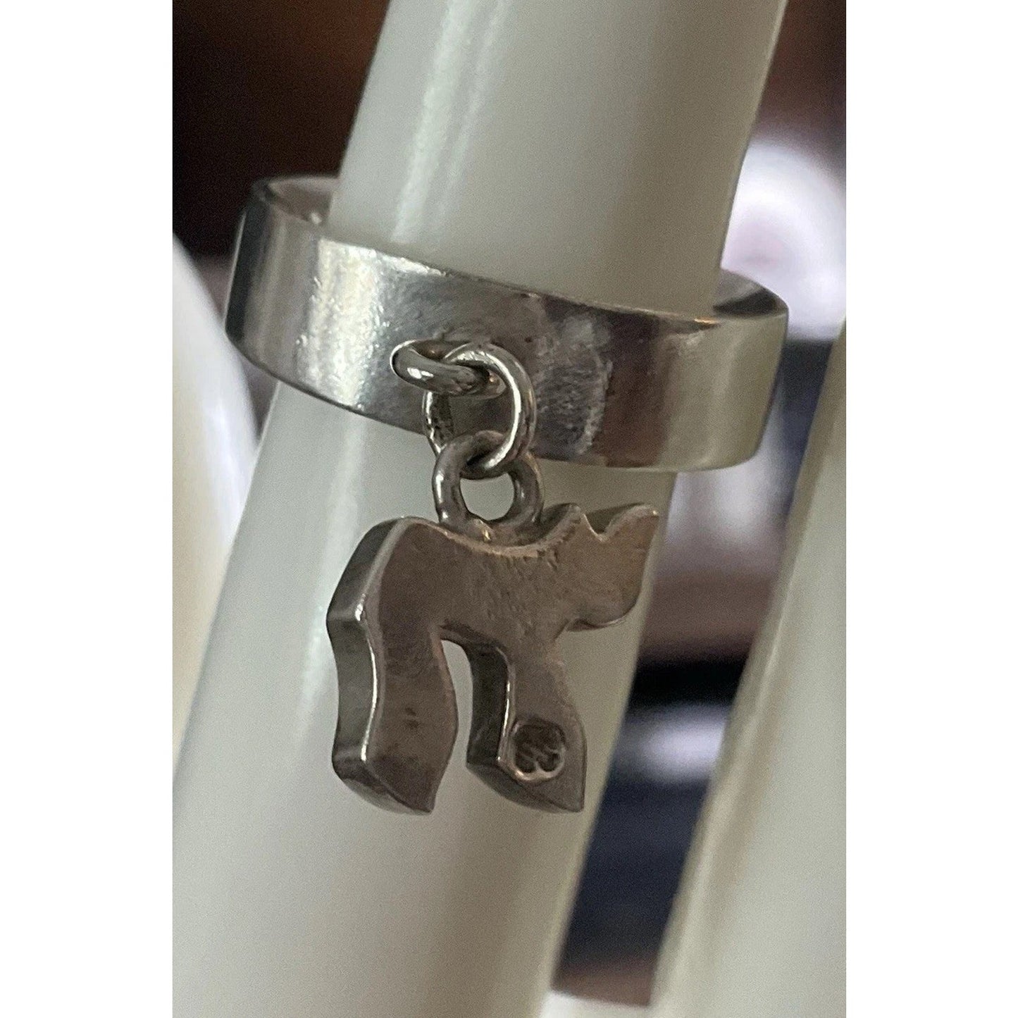 Roxanne Assoulin ROX Sterling Silver Chai Ring Hebrew חי Charm Ring Size 4.5