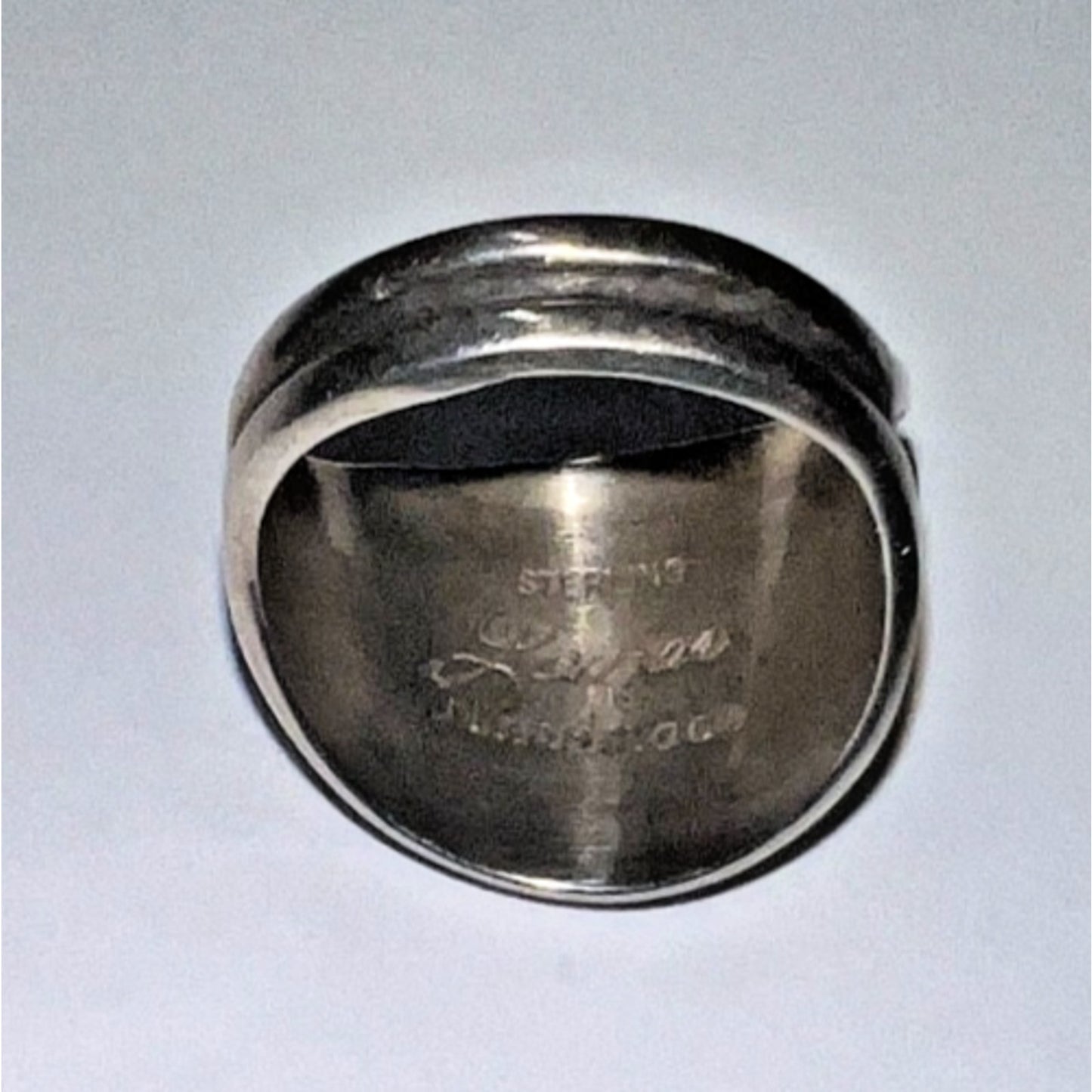 Vintage Navajo Sterling Silver Troy Laner Wide Geometric Ring Size 11.5