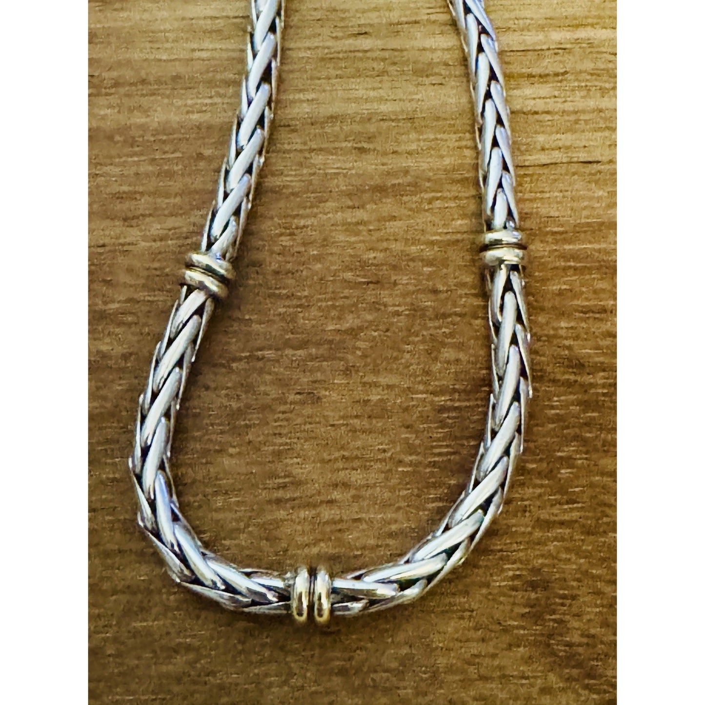 Italy 925 Sterling Silver & 14K Gold Accent Byzantine Bracelet 15.8gr 7.75”