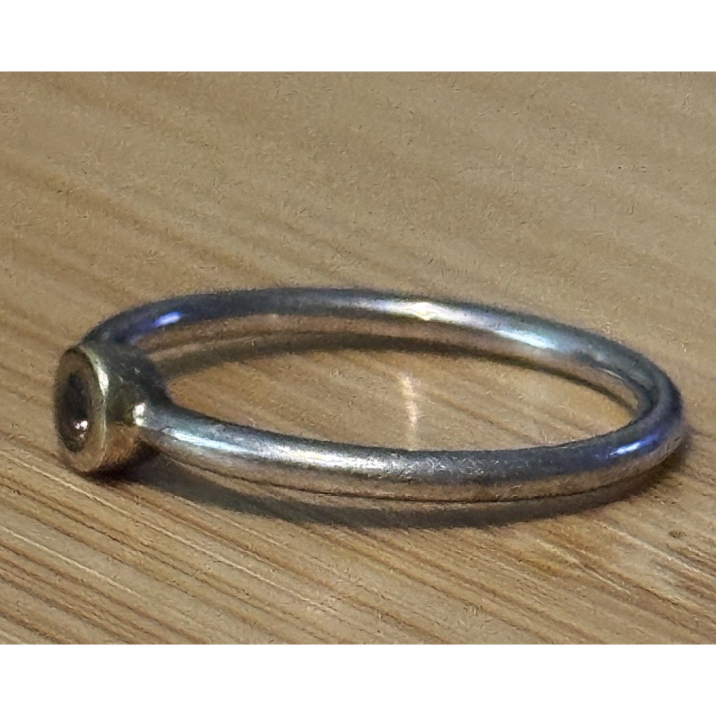 Sterling Silver And Gold Two Tone Amethyst Bezel Stacking Ring Size 6 Minimalist