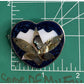 Vintage Alpaca Mexico Abalone Shell Heart Brooch Pin Floral Inlay Mother Pearl