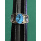 Vintage PD Sterling Silver 7.1 g Swiss Blue Topaz Ring Size 7.5 Wide Band