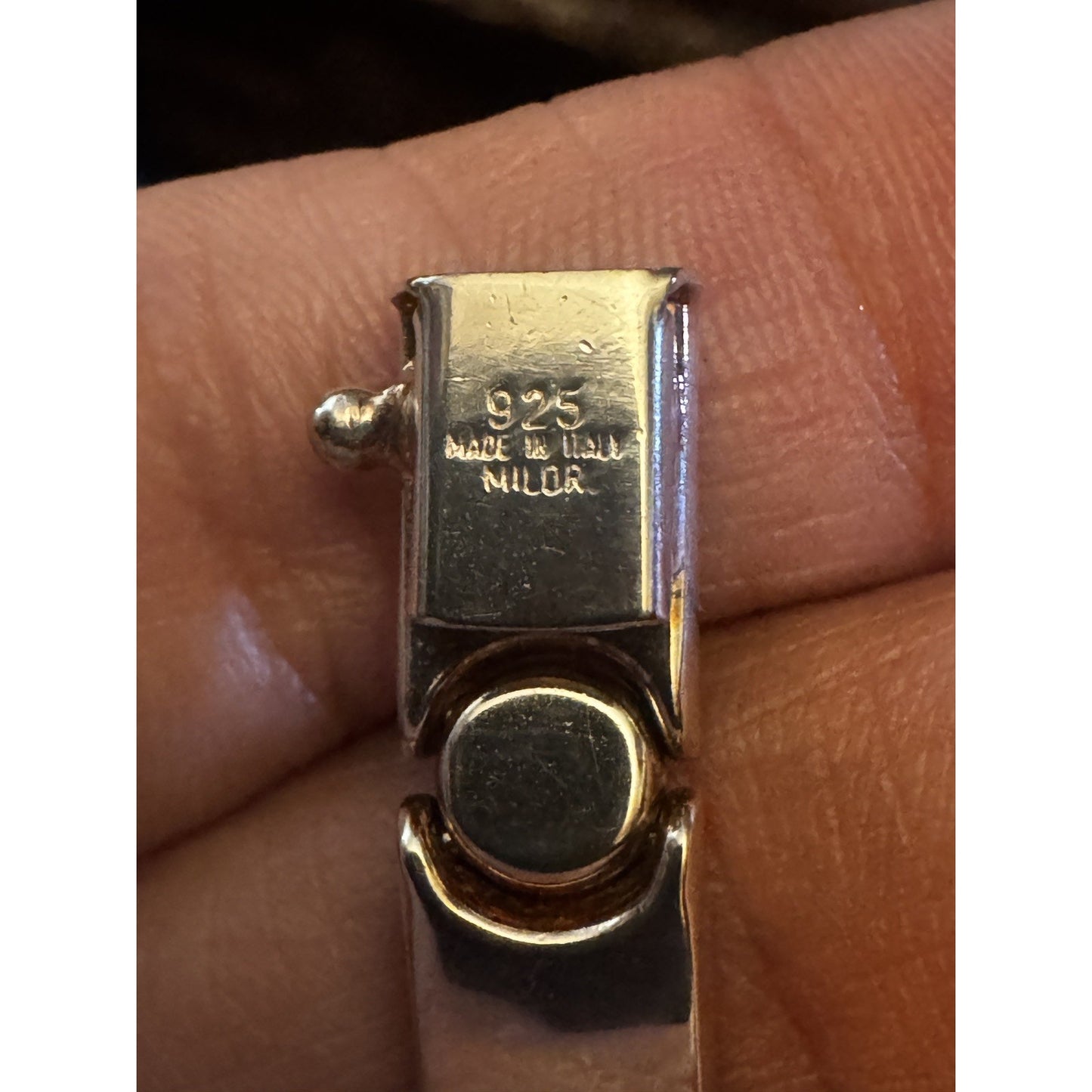 Vintage Milor Italy 925 Sterling Silver Gold Tone Screw Link Bracelet 7.5”