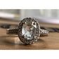Sterling Silver 925 Oval Clear Stone Halo Ring Size 7.25