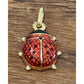 Vintage 14k Yellow Italian Gold Red & Black Enamel Ladybug Pendant Or Charm EUC
