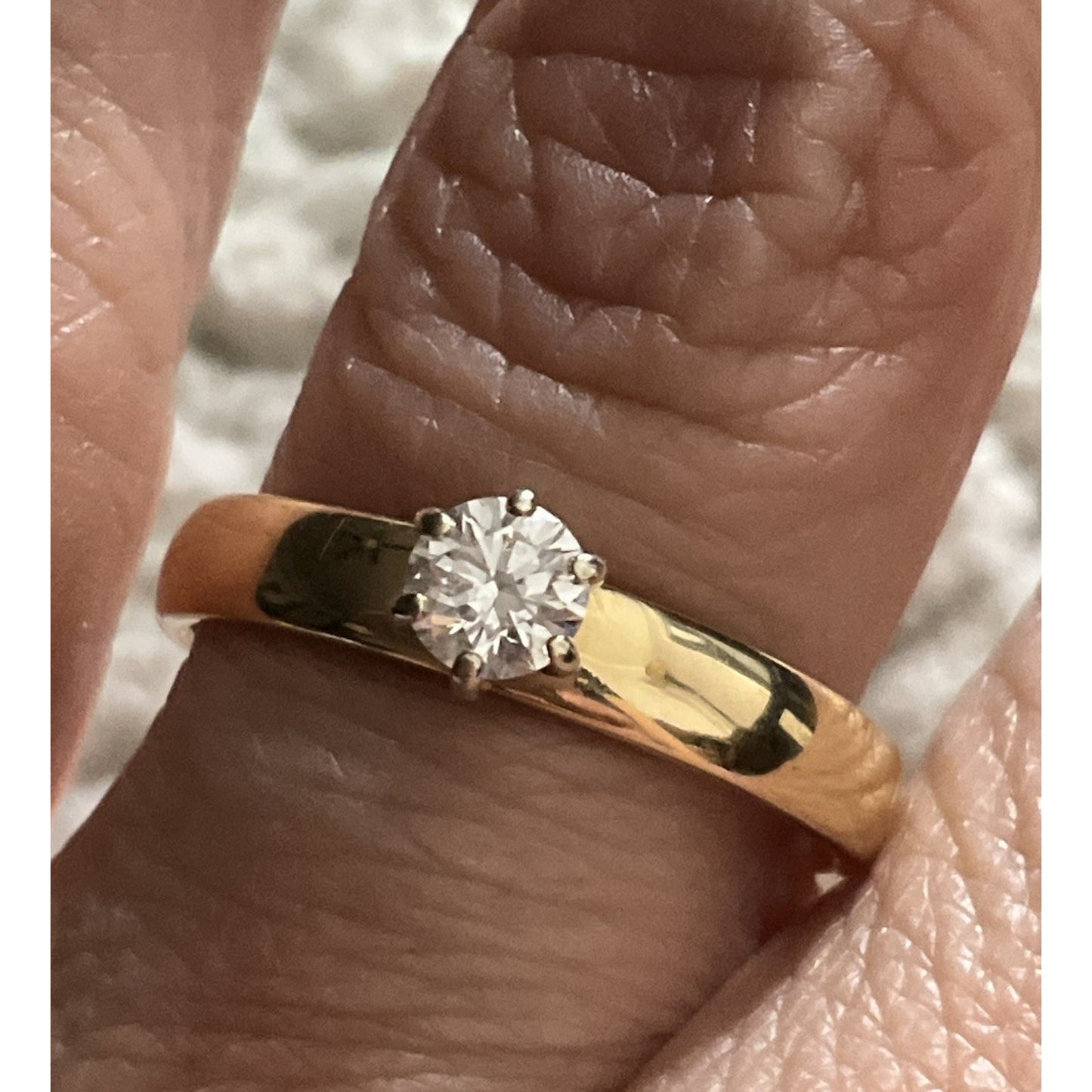 Pre owned James Avery 14k Gold Retired .25 Carat Diamond Solitaire Engagement Ring Sz 7.5