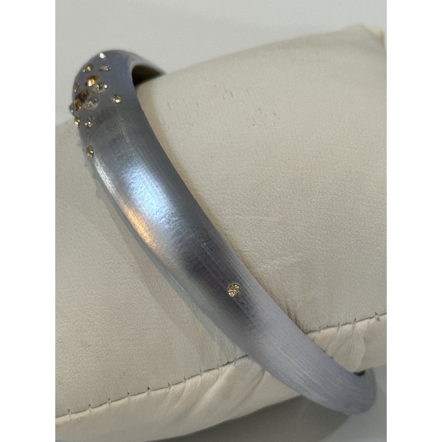 Vintage Rare Alexis Bittar Baby Blue Lucite Crystal Cluster Bangle Bracelet Pre-Owned
