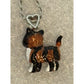 Vintage Calico Cat Enameled Moving Tail And Legs 925 Necklace 21”