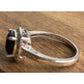Sterling Silver Black Onyx Halo Ring Size 7.5 Cushion Cut Statement Ring 925
