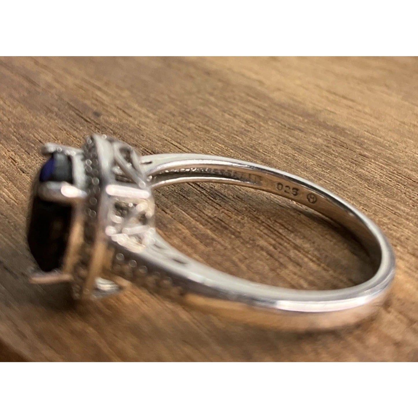 Sterling Silver Black Onyx Halo Ring Size 7.5 Cushion Cut Statement Ring 925