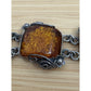 Vintage Baltic Amber Panel Bracelet Sterling Silver Art Nouveau 7 3/4” 51 Grams