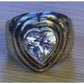 Vintage 925 Sterling Silver Heart CZ Cocktail Ring Size 7.5 Chunky 8g